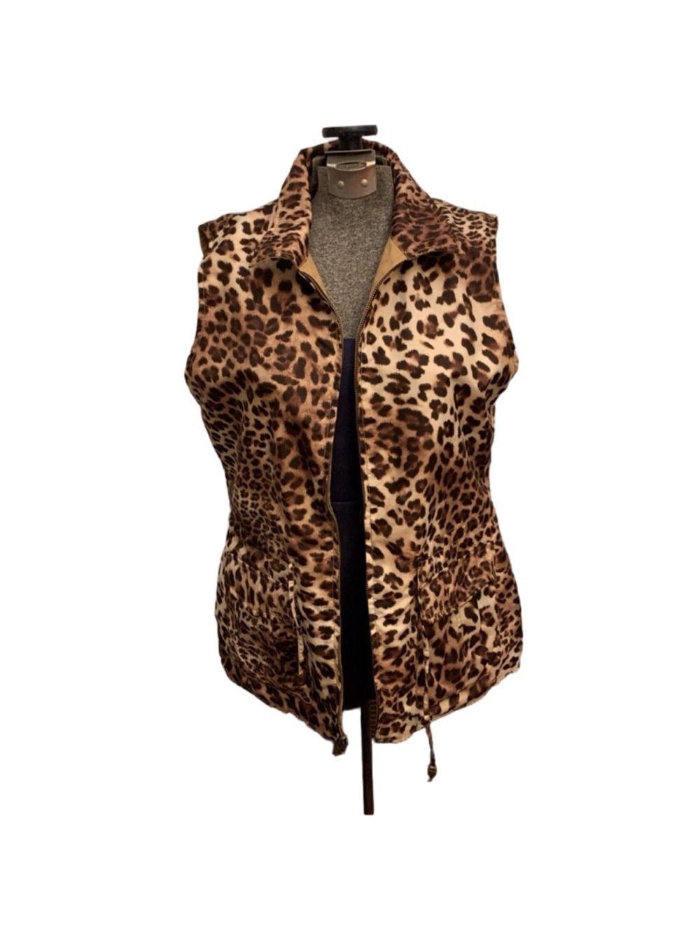 Women's JAX Country Reversible Vest Size 8 Tan Leopard Print